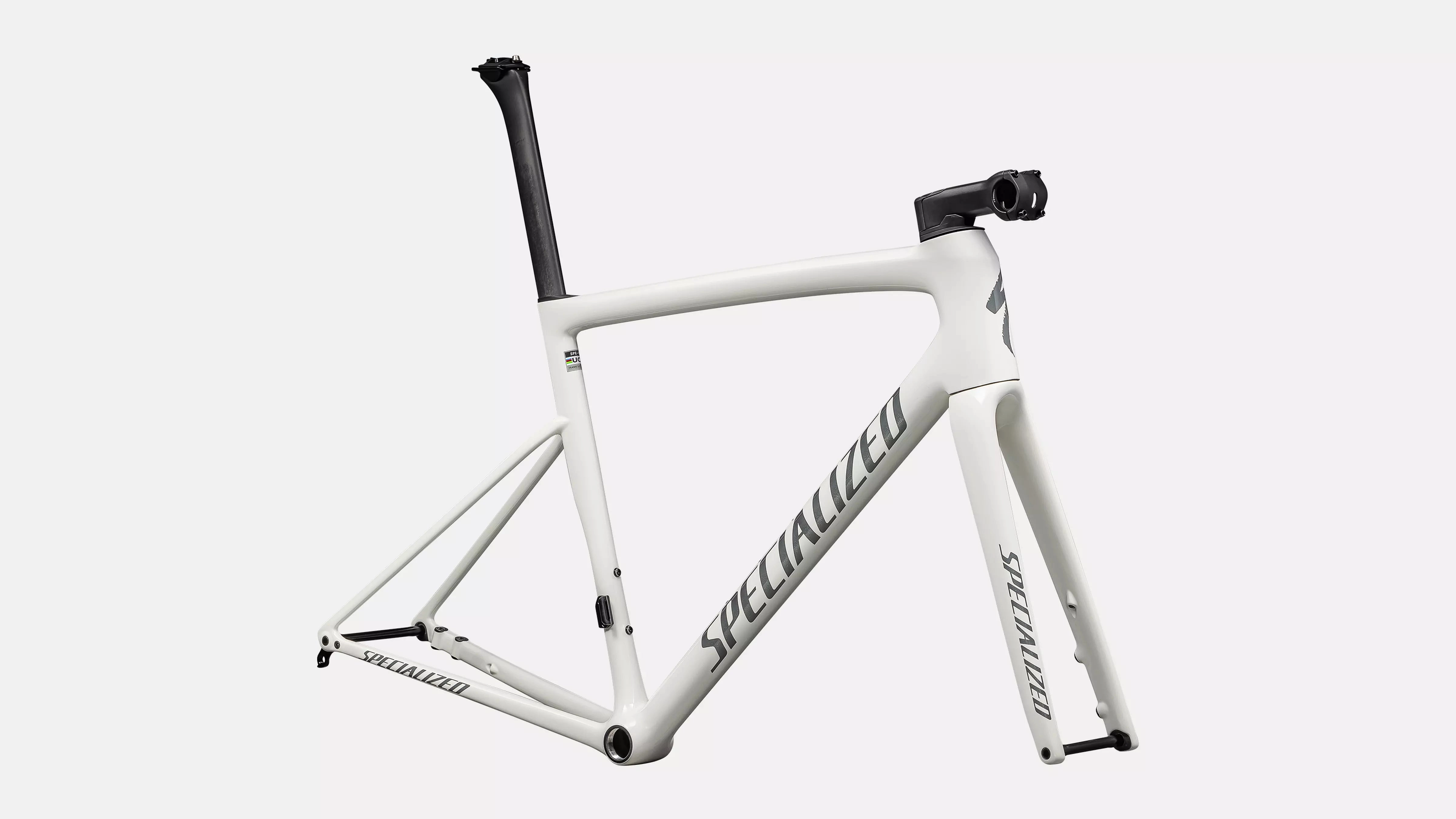 2025 Specialized Tarmac SL8 Frameset - 61cm, Gloss Dune White / Black Pearl Over Ashen