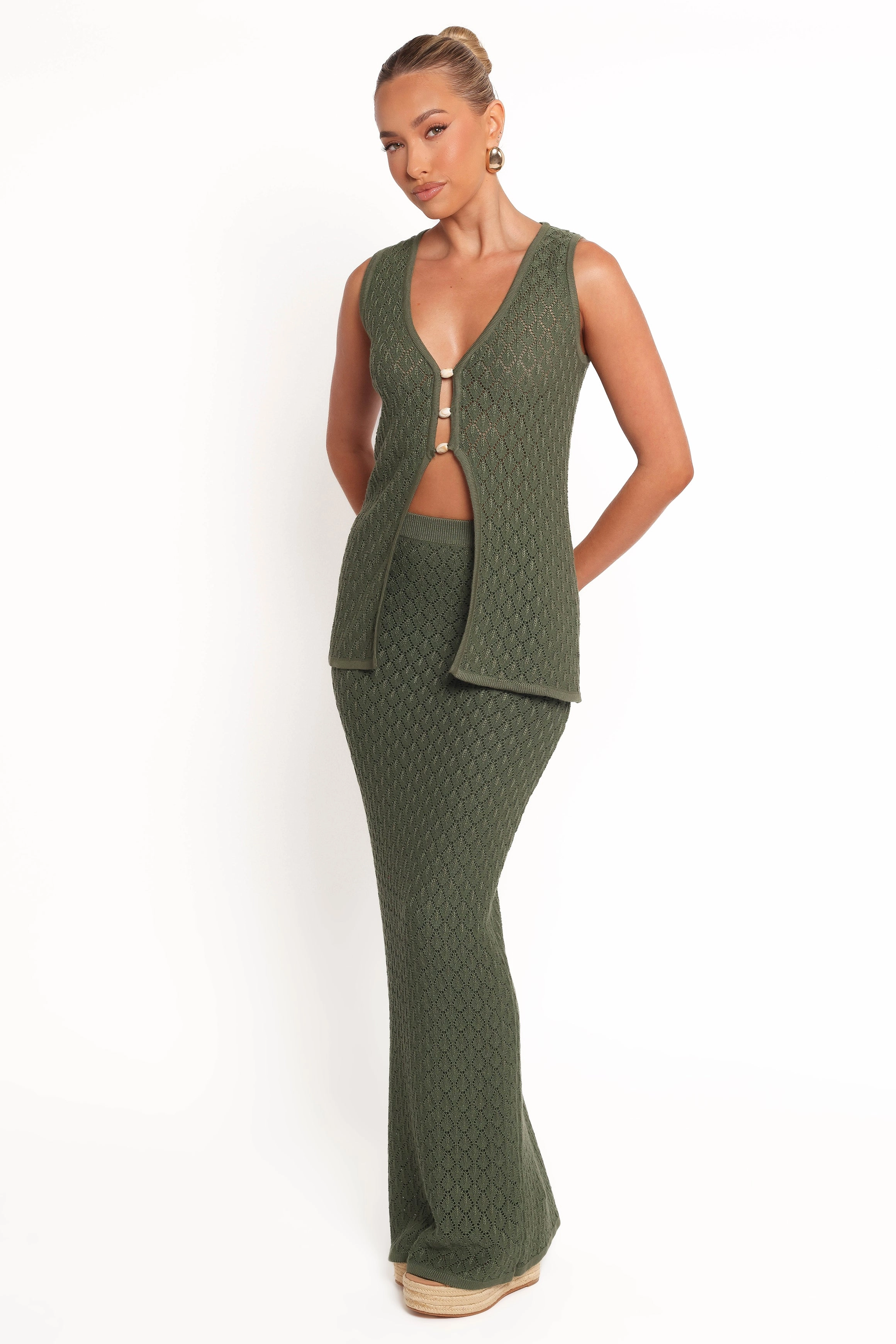 Asplie Knit Maxi Skirt - Olive