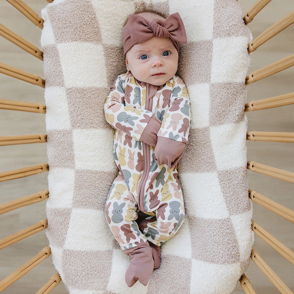 Bamboo Zipper Pajama - Dusty Rose Bunny