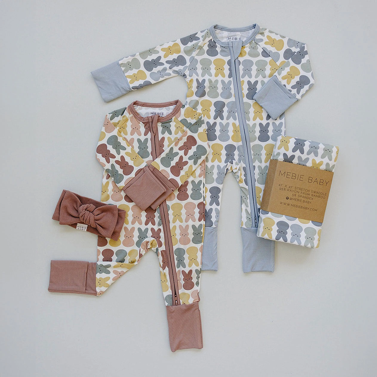 Bamboo Zipper Pajama - Dusty Rose Bunny