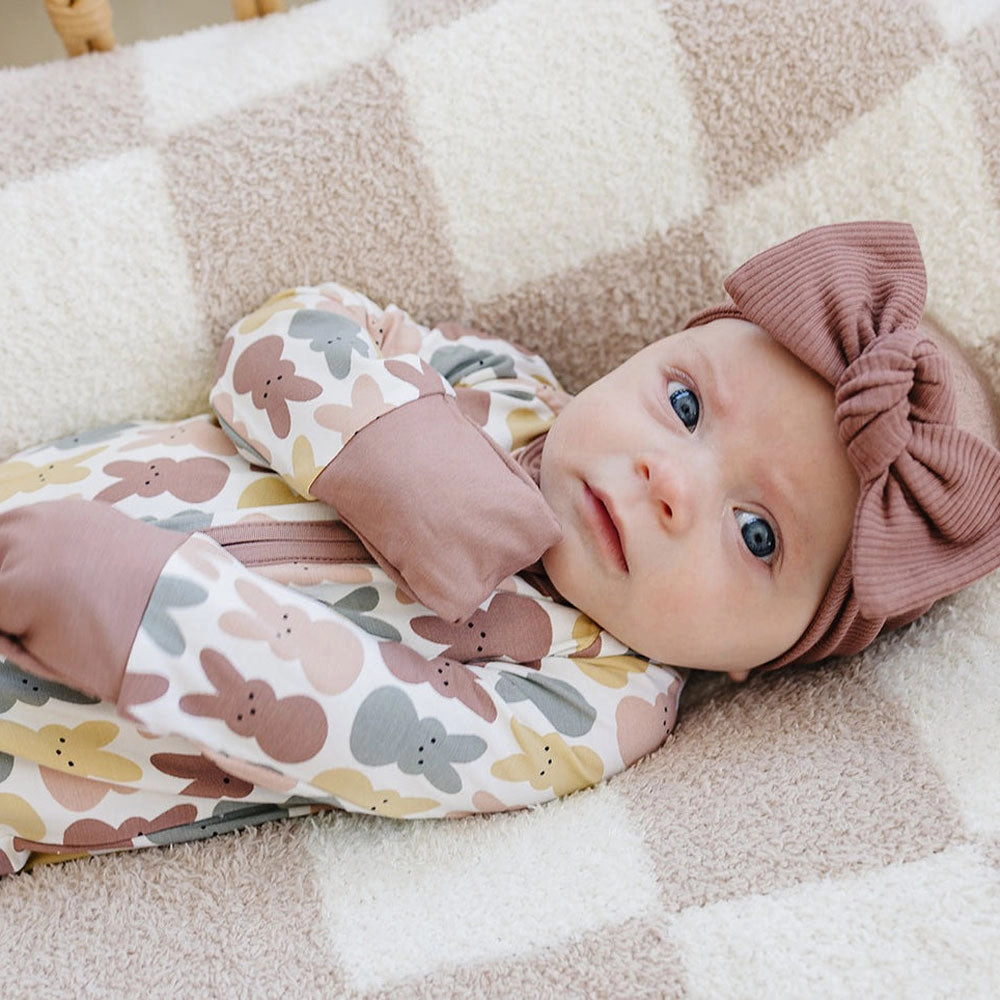 Bamboo Zipper Pajama - Dusty Rose Bunny