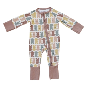 Bamboo Zipper Pajama - Dusty Rose Bunny