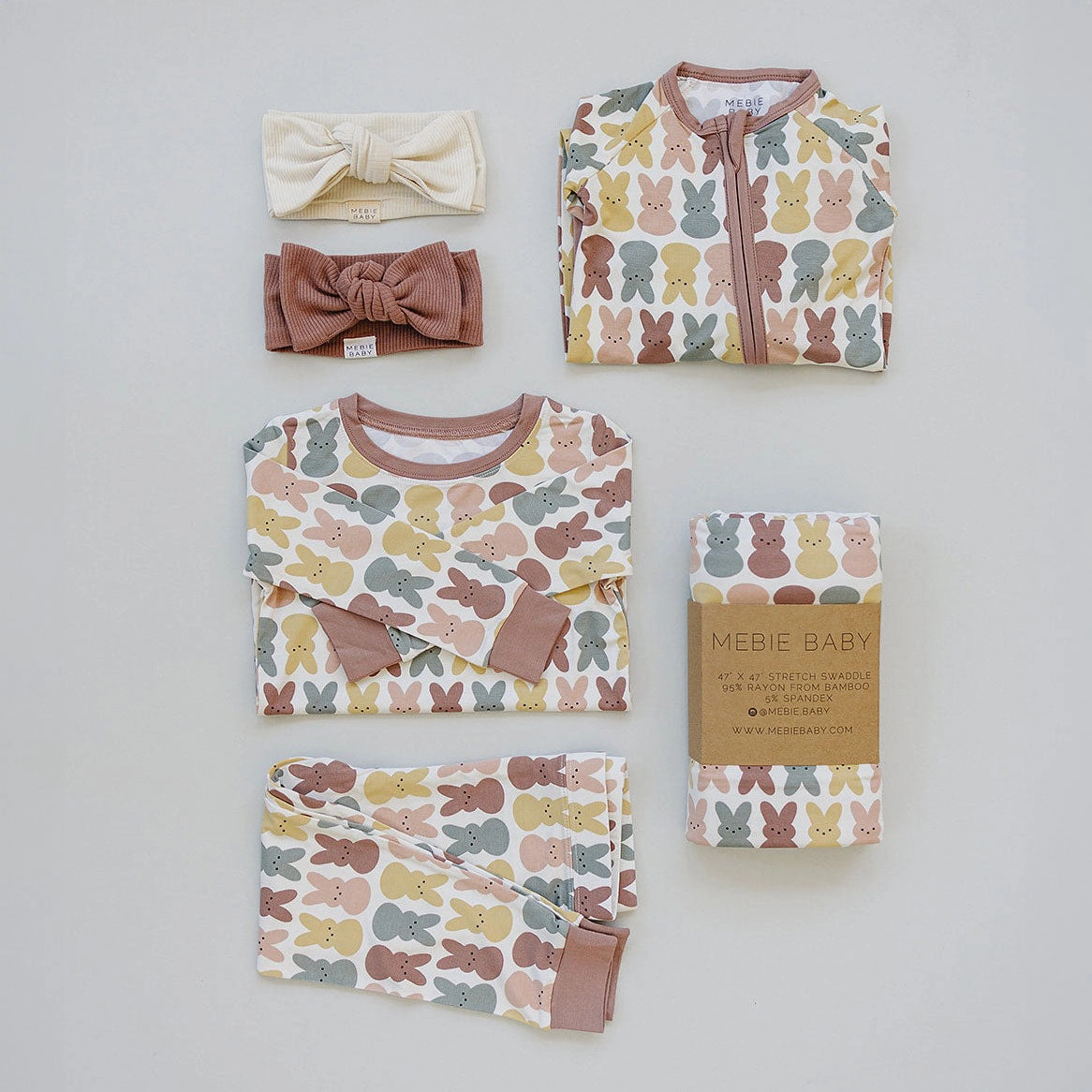 Bamboo Zipper Pajama - Dusty Rose Bunny