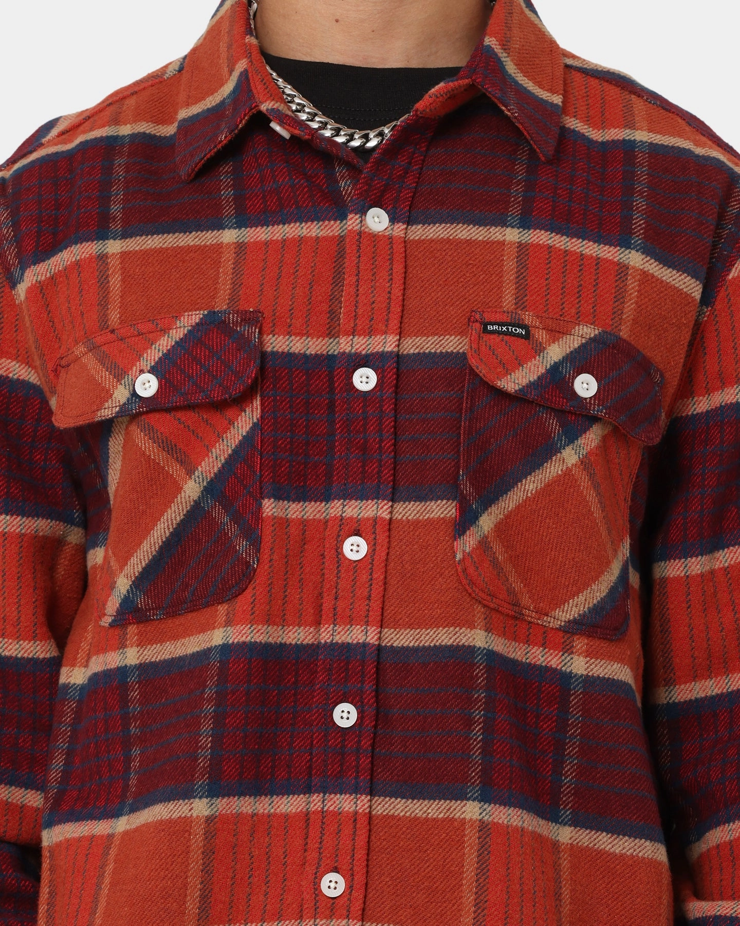 Brixton Bowery Flannel Jacket Mahogany Plaid