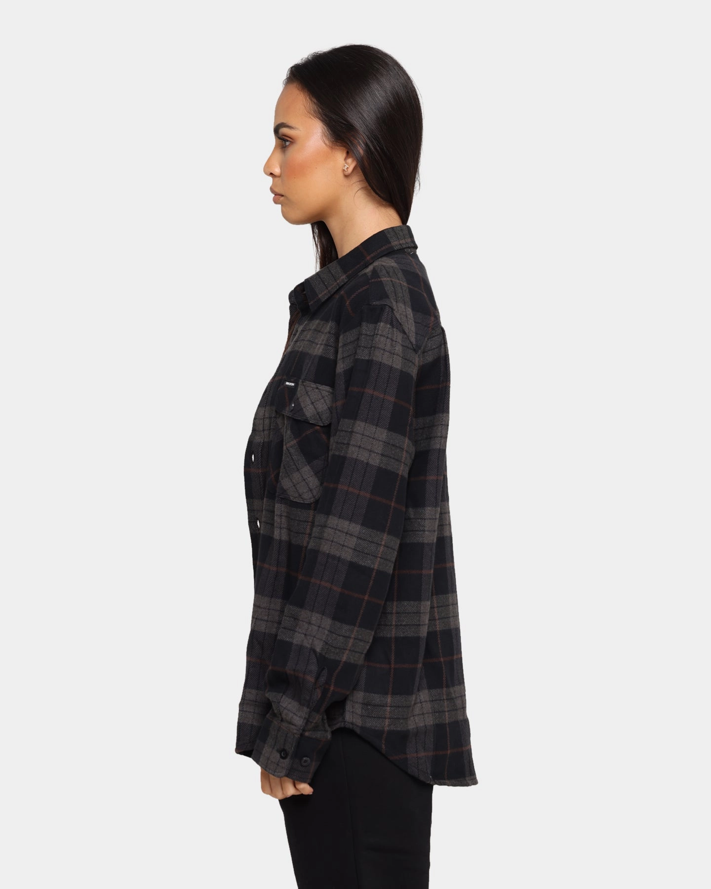 Brixton Bowery Long Sleeve Flannel Shirt Black/Charcoal