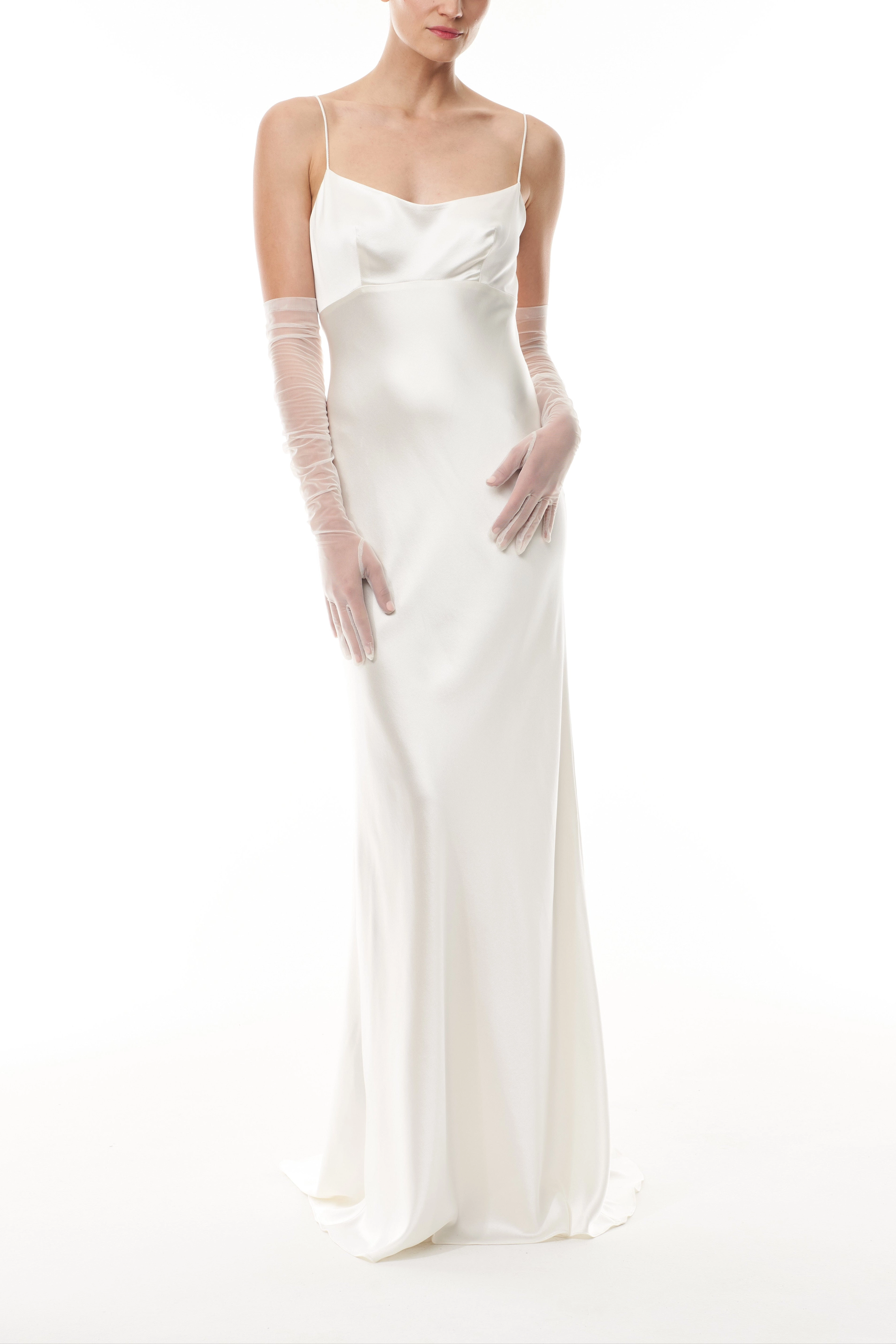 Charming Silk White Tulle Gloves