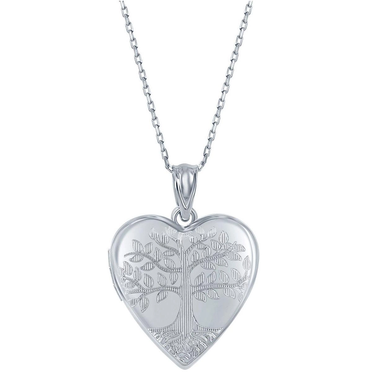 Classic Women's Pendant and Locket Set - Sterling Silver Tree of Life Heart | J-2748