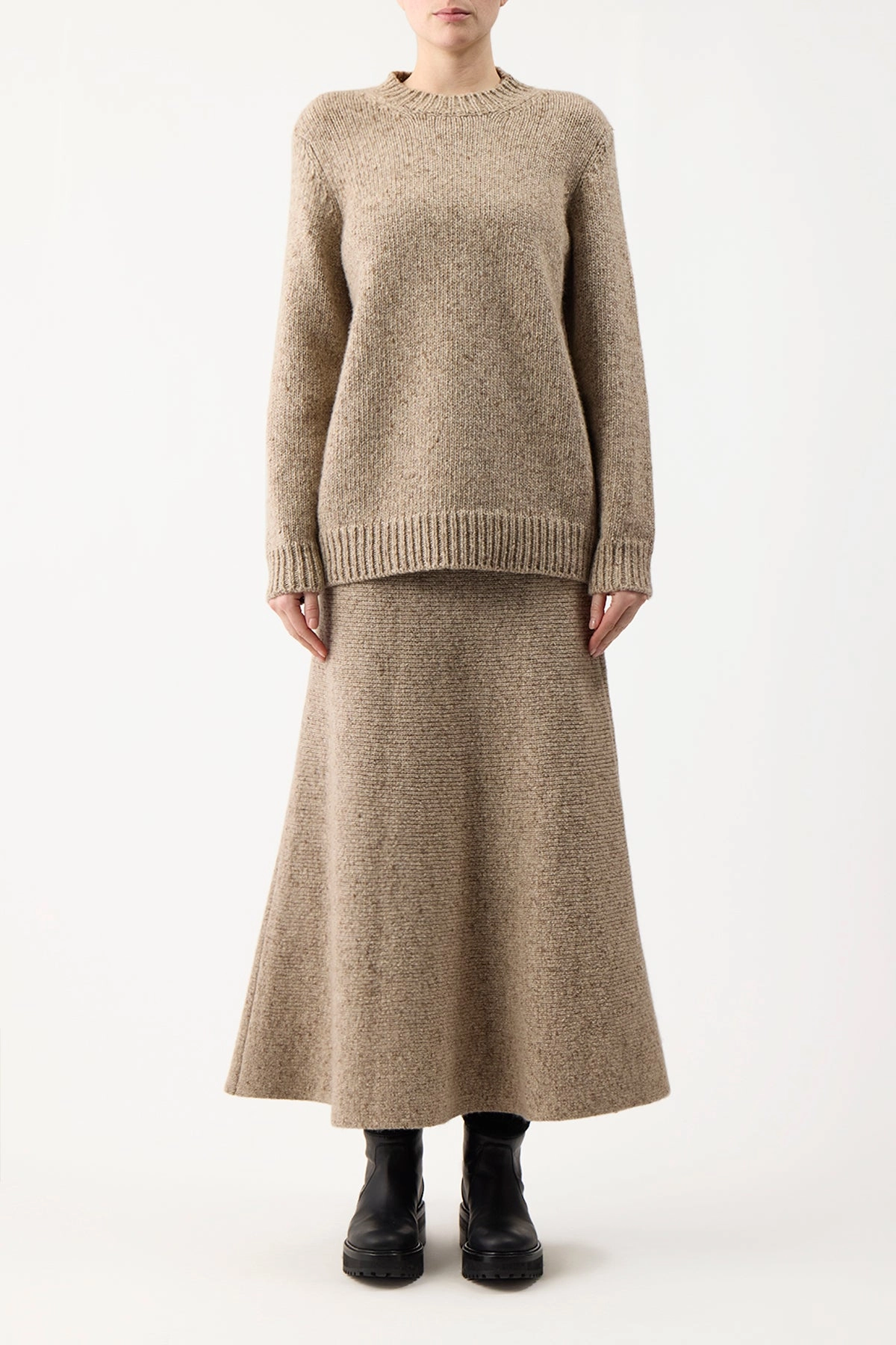Eden Knit Maxi Skirt in Oatmeal Multi Cashmere