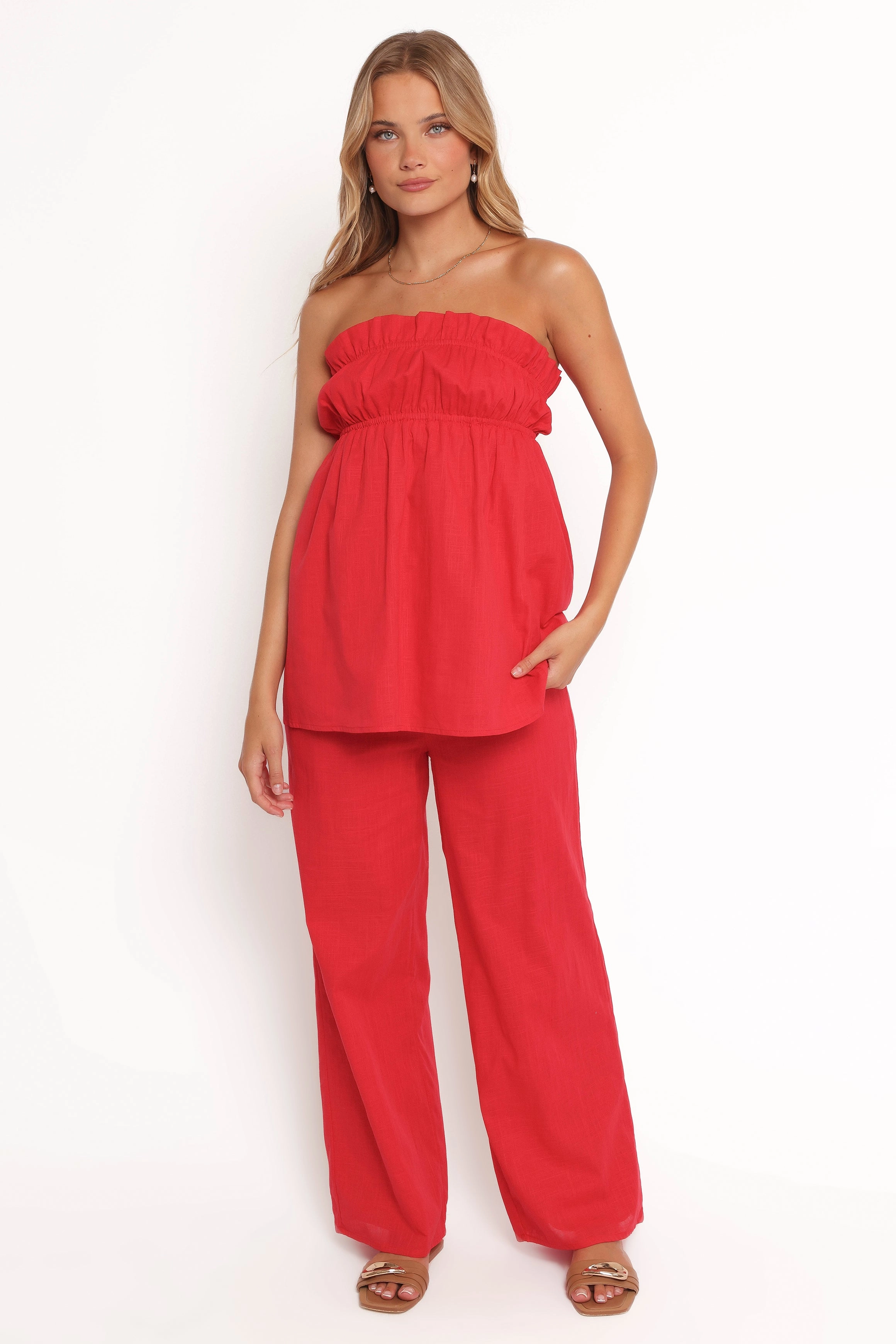 Ember Strapless Tunic Top - Red