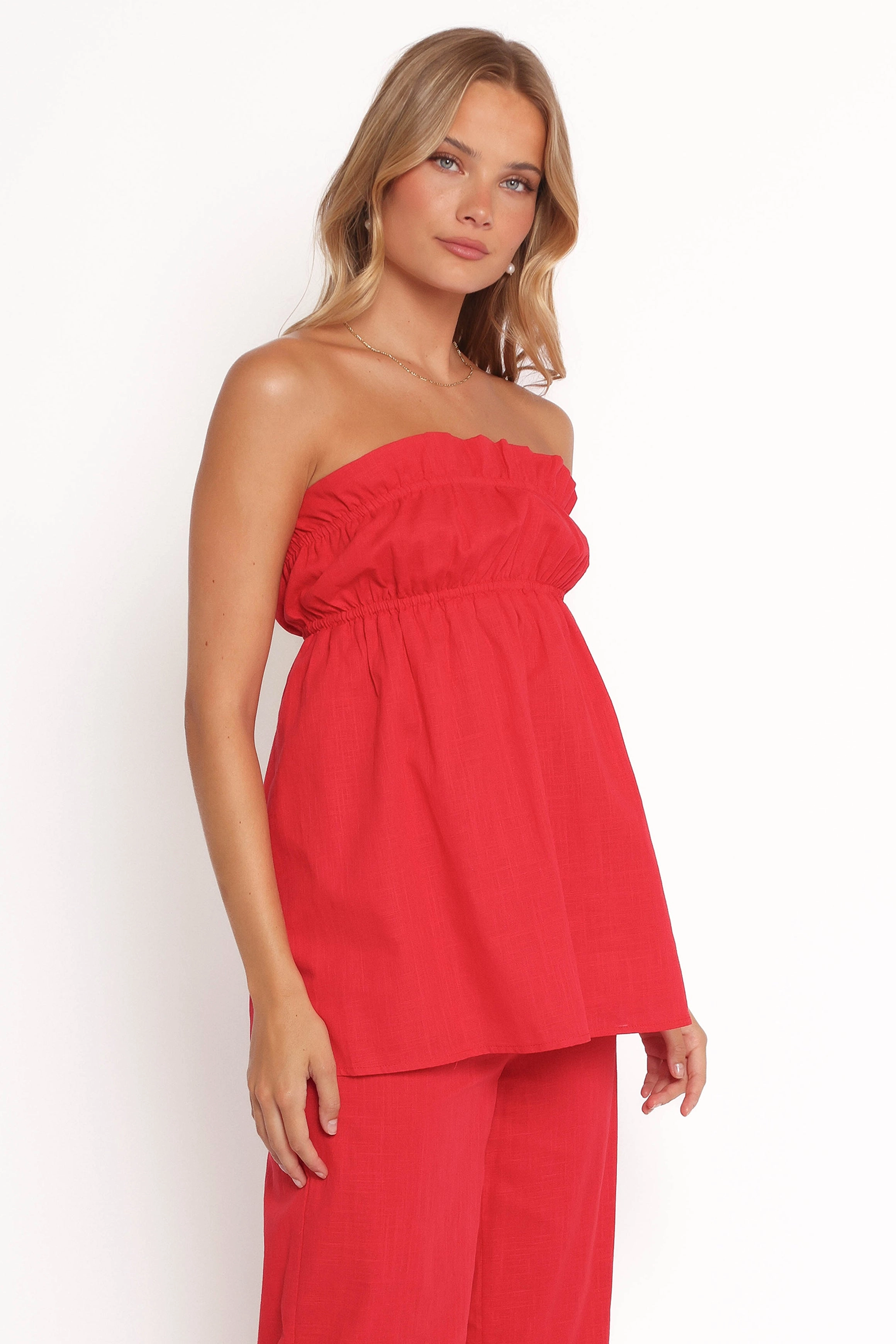 Ember Strapless Tunic Top - Red