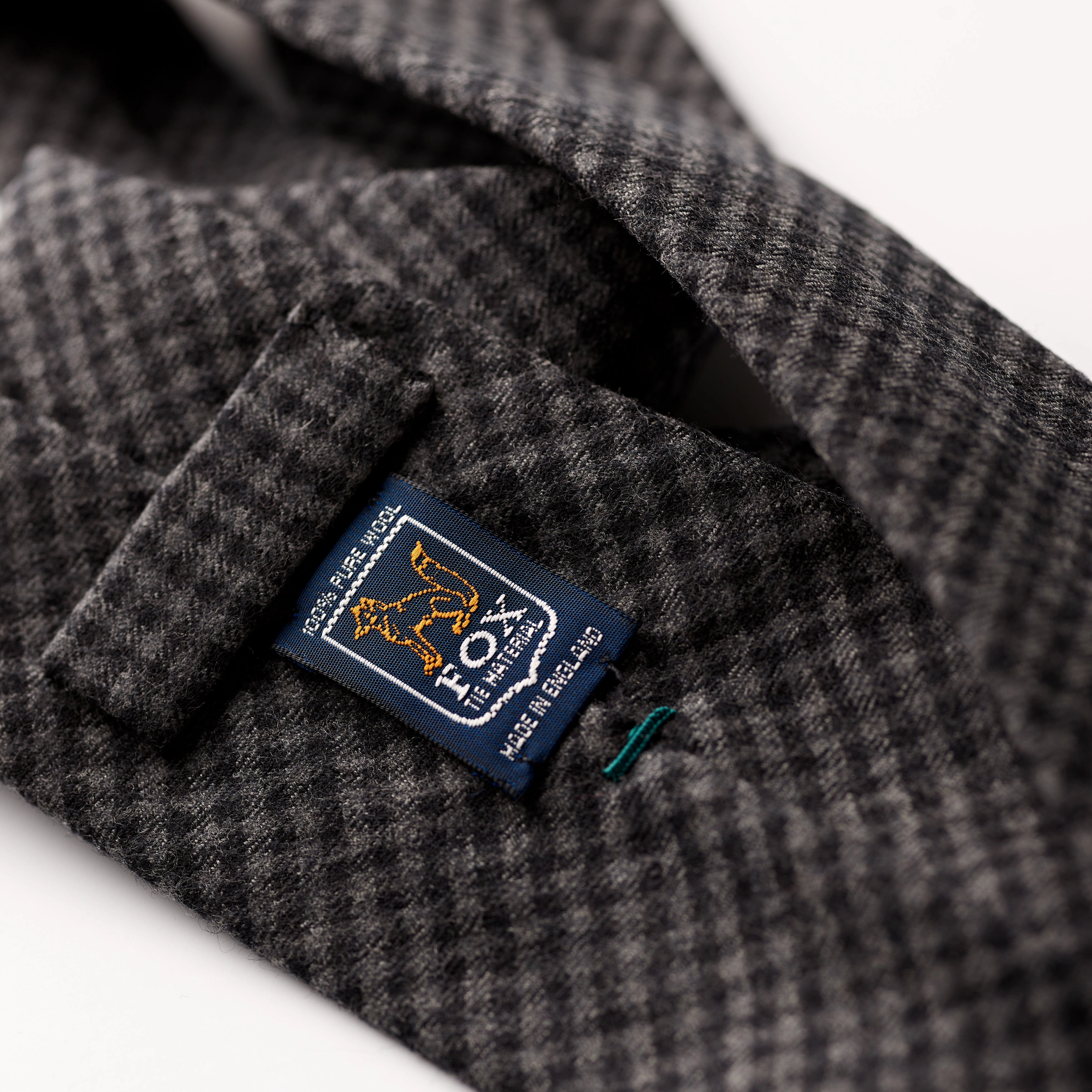 Fox 4 Fold Charcoal and Grey Gunclub Check Tie