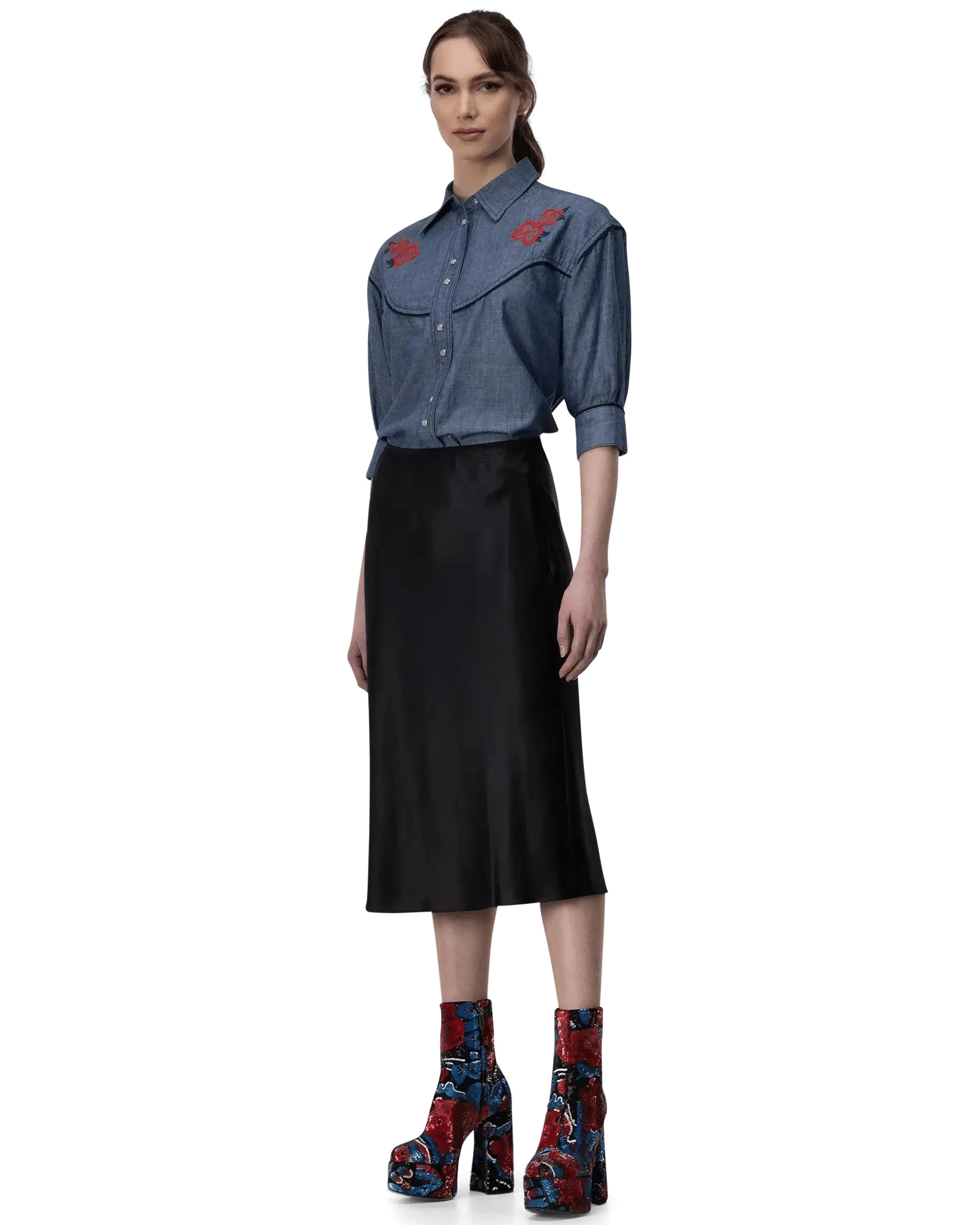 Isaak Silk Midi Skirt