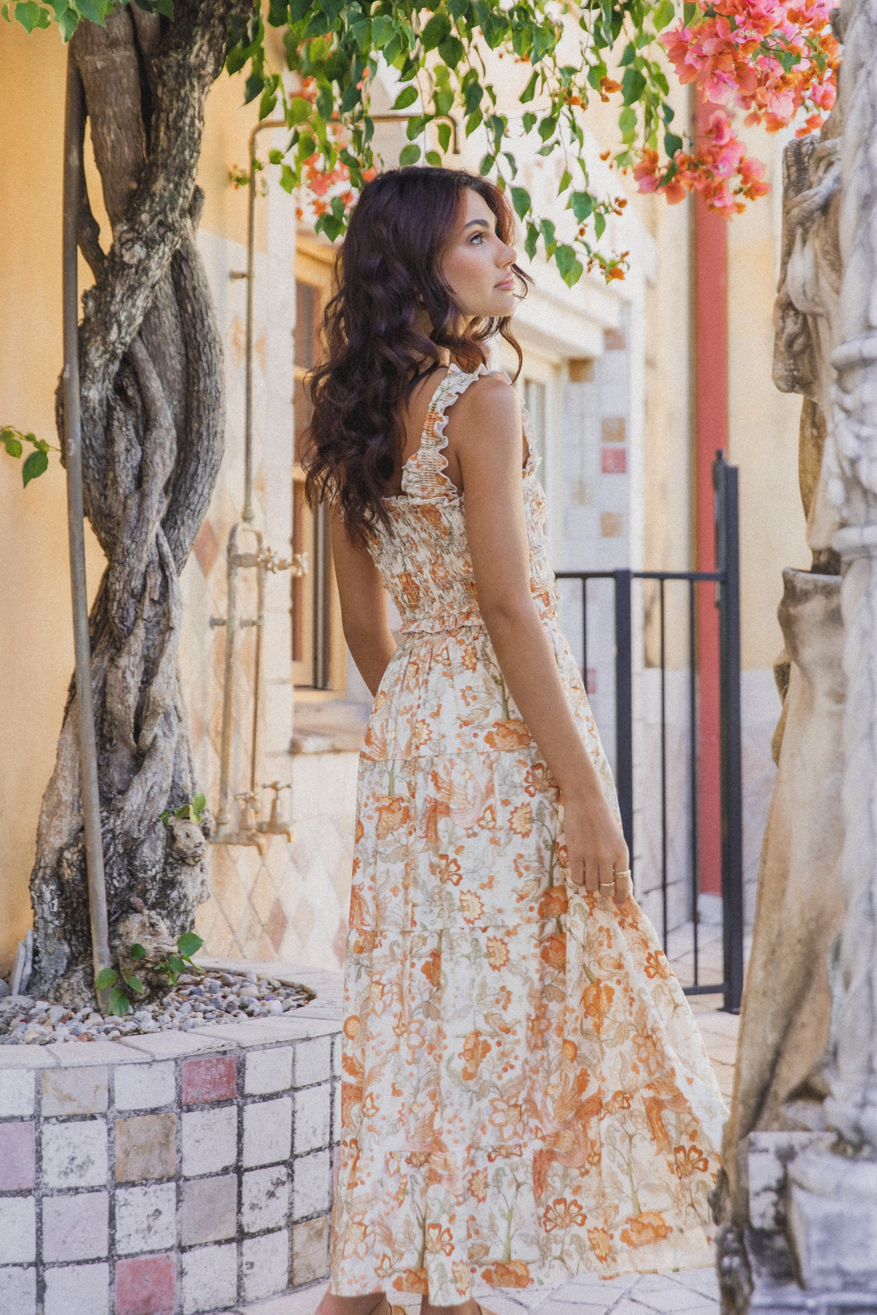 Leo Maxi Skirt - Tan Floral