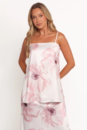 Lila Top - Pink White Floral