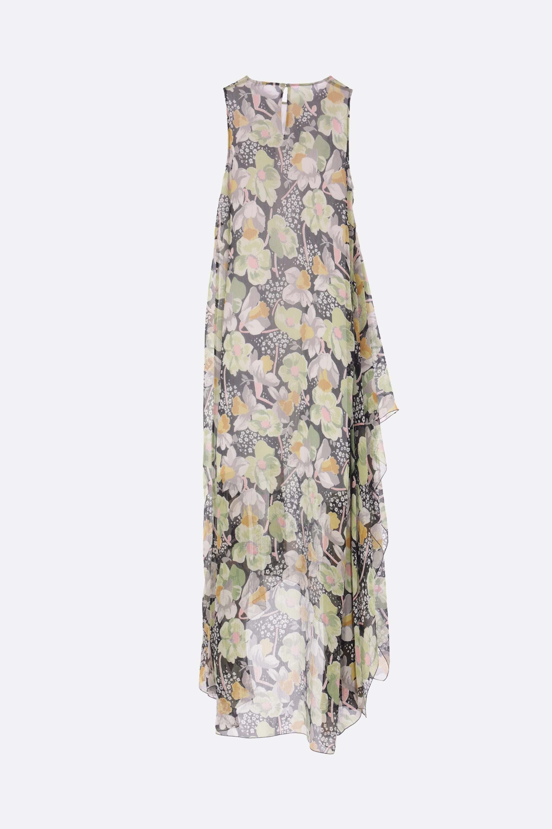silk sleeveless dress with Daffodil print
